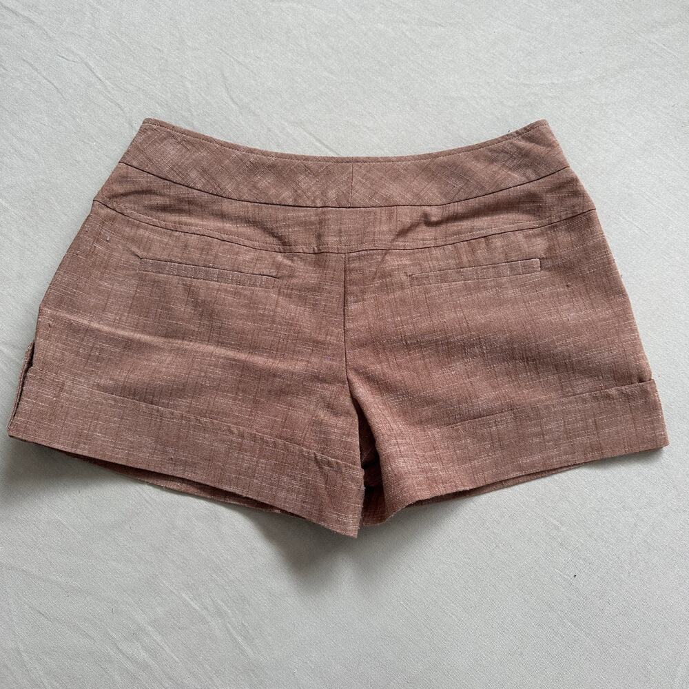 Vintage Y2K IZ Byer Brown Sz 7 Pleated Cuffed Button Fly Shorts Chic Preppy - Picture 3 of 5